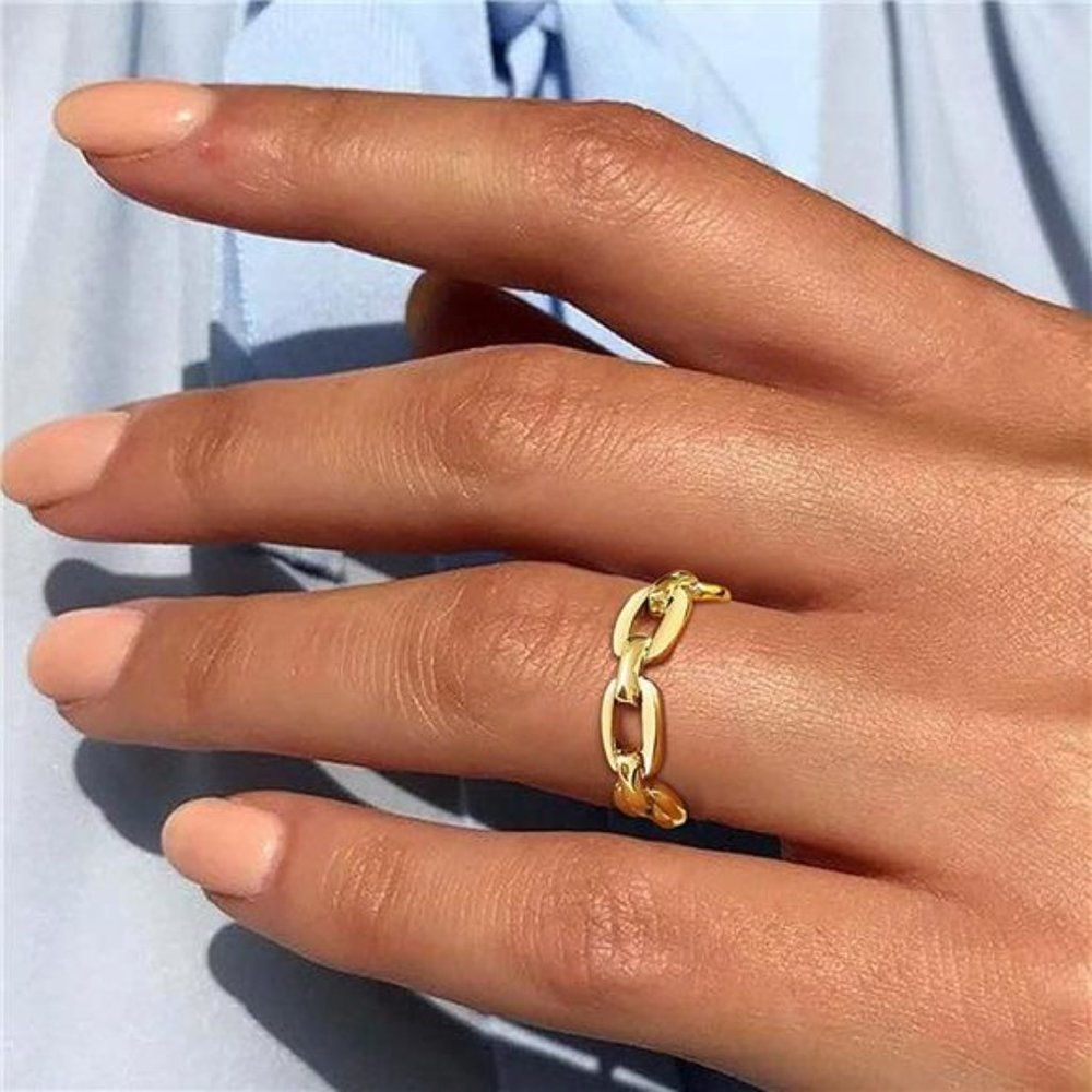 Double Chevron Ring for Women 18K Gold Plated Stainless Steel